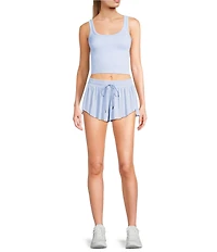 GB Chevron Ribbed Knit Cropped Tank Top