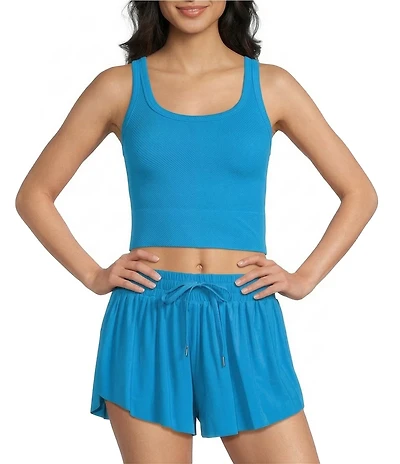 GB Chevron Ribbed Knit Cropped Tank Top