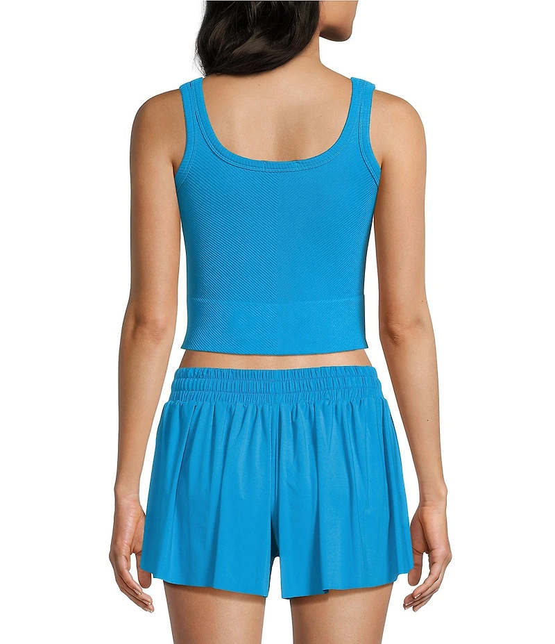 GB Chevron Ribbed Knit Cropped Tank Top