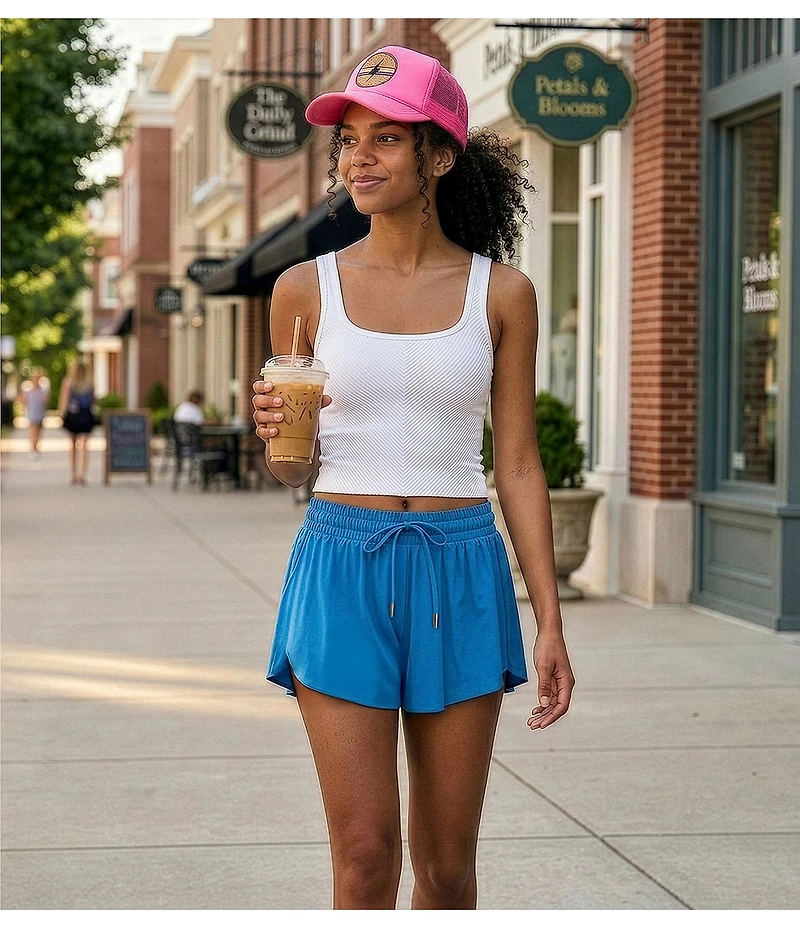 GB Chevron Ribbed Knit Cropped Tank Top