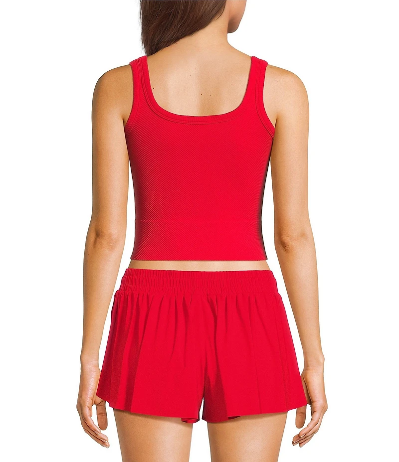 GB Chevron Ribbed Knit Cropped Tank Top