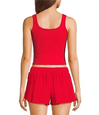 GB Chevron Ribbed Knit Cropped Tank Top