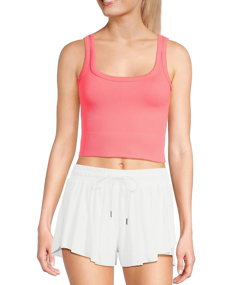 GB Chevron Ribbed Knit Cropped Tank Top