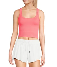 GB Chevron Ribbed Knit Cropped Tank Top