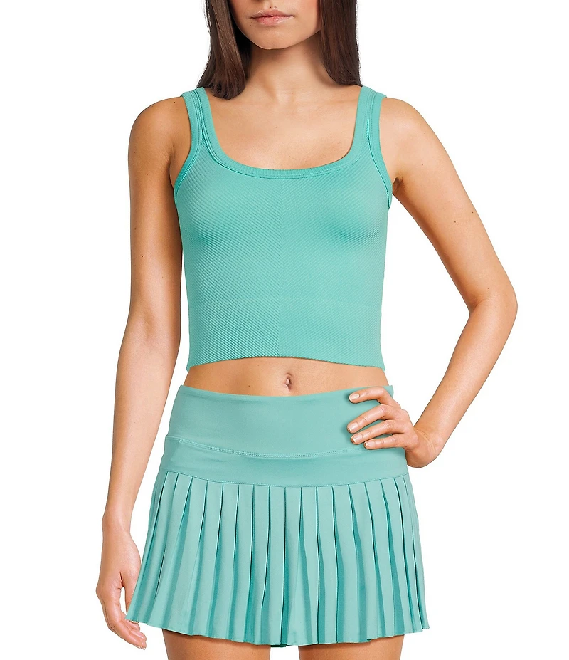 GB Chevron Ribbed Knit Cropped Tank Top