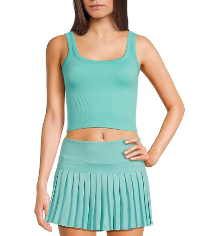 GB Chevron Ribbed Knit Cropped Tank Top