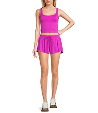 GB Chevron Ribbed Knit Cropped Tank Top