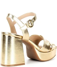 GB Class-Act Leather Platform Cross Strap Sandals