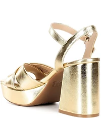 GB Class-Act Leather Platform Cross Strap Sandals