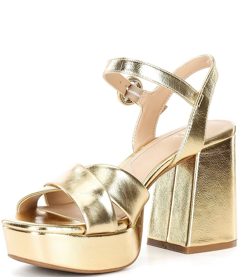 GB Class-Act Leather Platform Cross Strap Sandals