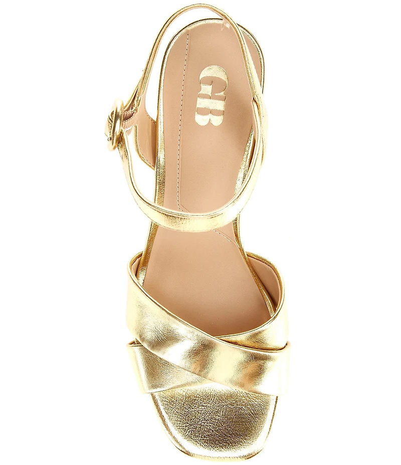 GB Class-Act Leather Platform Cross Strap Sandals