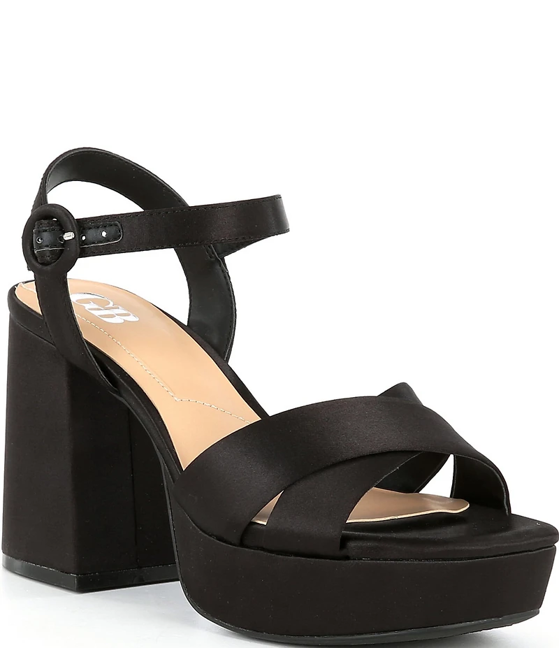 GB Class-Act Satin Platform Cross Strap Sandals