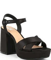 GB Class-Act Satin Platform Cross Strap Sandals