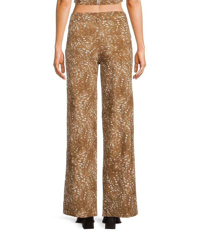 GB Coordinating Deer Print Wide Leg Denim Jeans