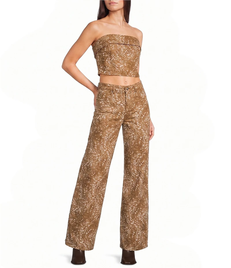GB Coordinating Deer Print Wide Leg Denim Jeans