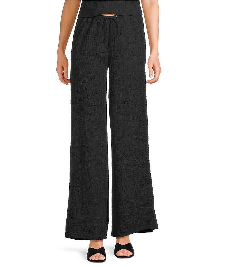 GB Coordinating Knit Pucker Tie Waist Wide Leg Pants