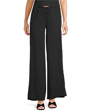 GB Coordinating Knit Pucker Tie Waist Wide Leg Pants
