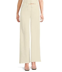 GB Coordinating Knit Pucker Tie Waist Wide Leg Pants