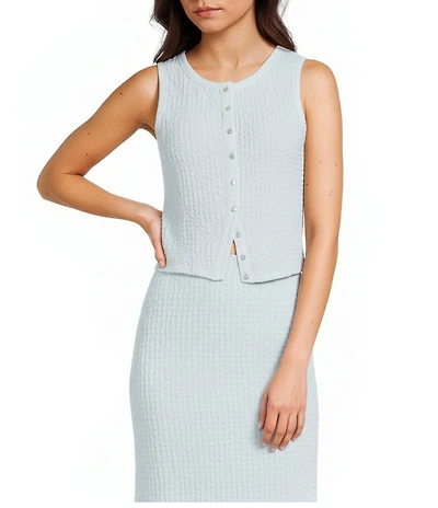 GB Coordinating Pucker Knit Button Front Tank
