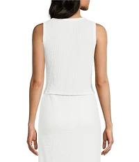 GB Coordinating Pucker Knit Button Front Tank