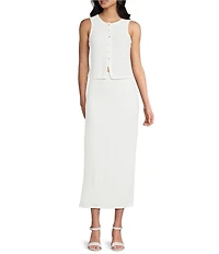 GB Coordinating Pucker Knit Button Front Tank