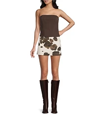 GB Cow Print Mini Skirt