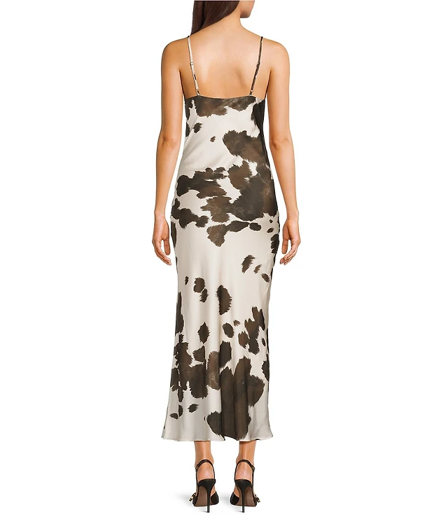 GB Cow Print Slip Long Maxi Dress | Liberty Center