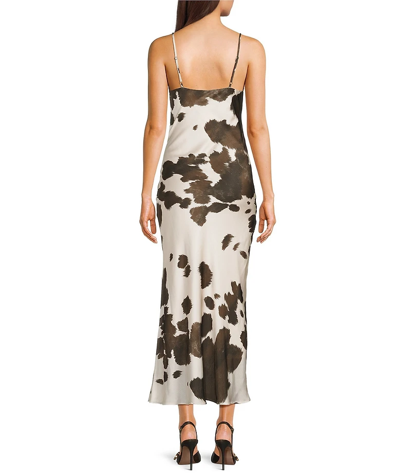 GB Cow Print Slip Long Maxi Dress