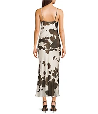 GB Cow Print Slip Long Maxi Dress