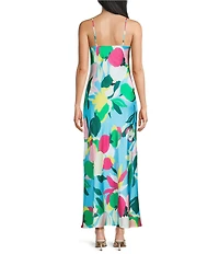 GB Cowl Neck Printed Maxi Slip Dress