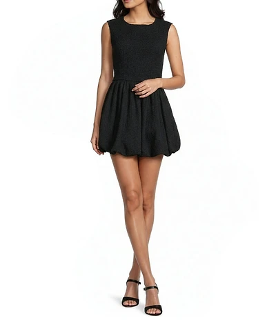 GB Crew Neck Sleeveless Pucker Bubble Hem Mini Dress