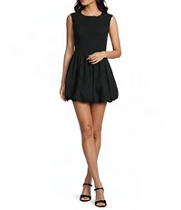 GB Crew Neck Sleeveless Pucker Bubble Hem Mini Dress
