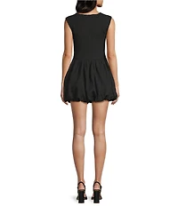 GB Crew Neck Sleeveless Pucker Bubble Hem Mini Dress