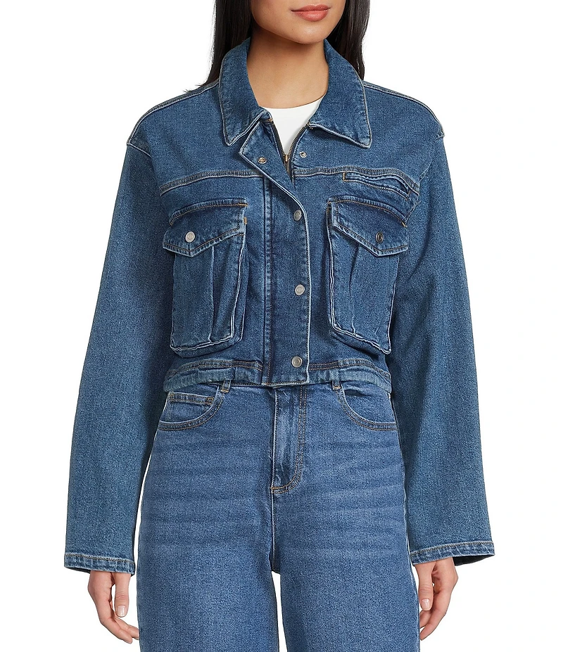 GB Cropped Denim Cargo Jacket