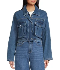 GB Cropped Denim Cargo Jacket