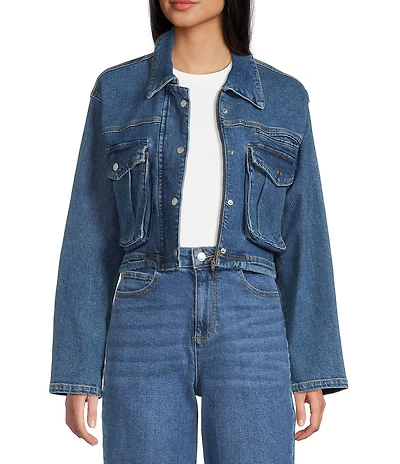 GB Cropped Denim Cargo Jacket