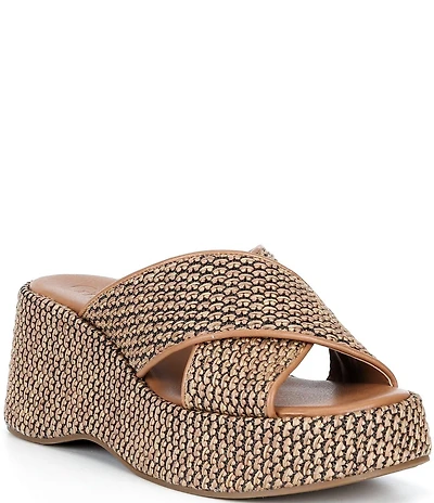 GB Day-Off Raffia Cross Banded Platform Sandals