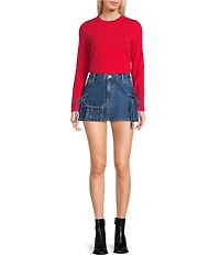 GB Denim Bow Detail Cargo Mini Skirt