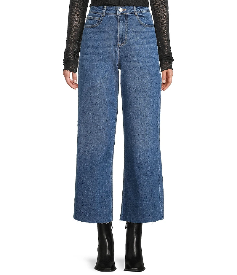GB Denim Frayed Hem Wide Leg Jeans
