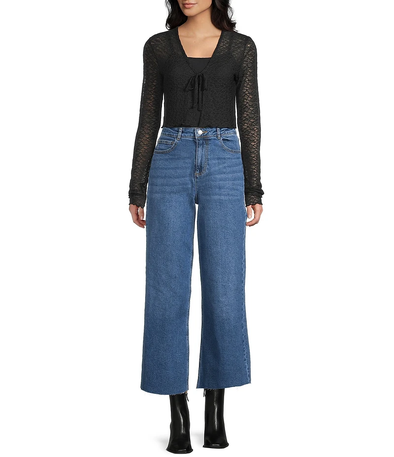 GB Denim Frayed Hem Wide Leg Jeans