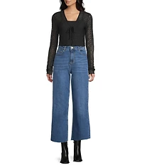 GB Denim Frayed Hem Wide Leg Jeans