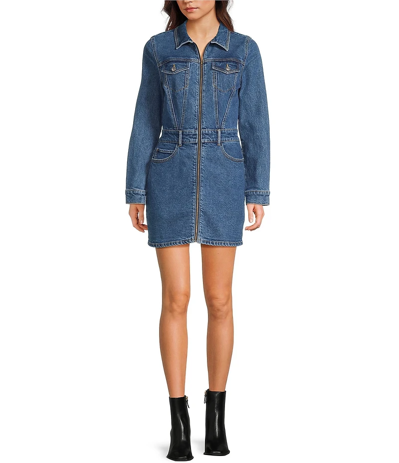 GB Denim Front Zip Mini Dress