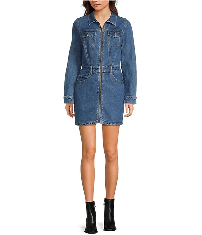 GB Denim Front Zip Mini Dress