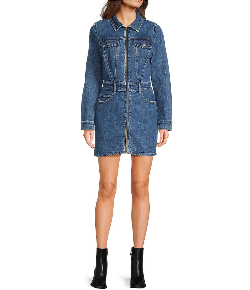 GB Denim Front Zip Mini Dress