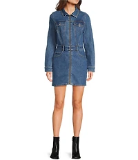 GB Denim Front Zip Mini Dress