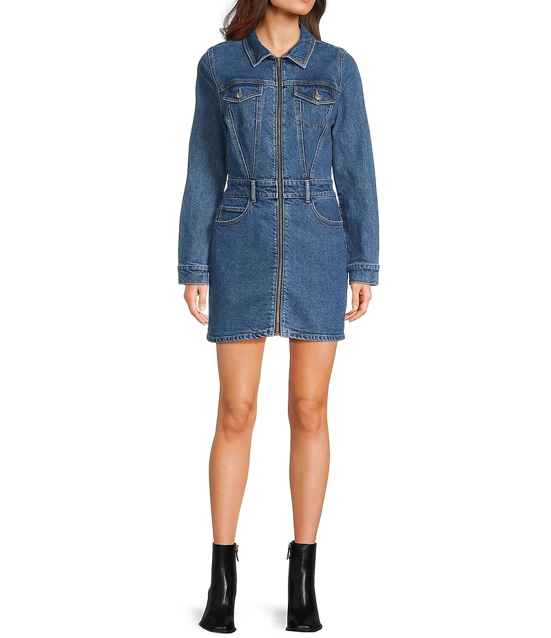 GB Denim Front Zip Mini Dress