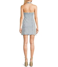 GB Denim Square Neck Halter Mini Dress