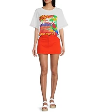 GB Denim Frayed Hem Mini Skirt