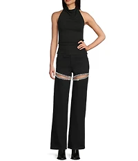 GB Denim Rhinestone Slit Jeans