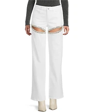 GB Denim Rhinestone Slit Pants